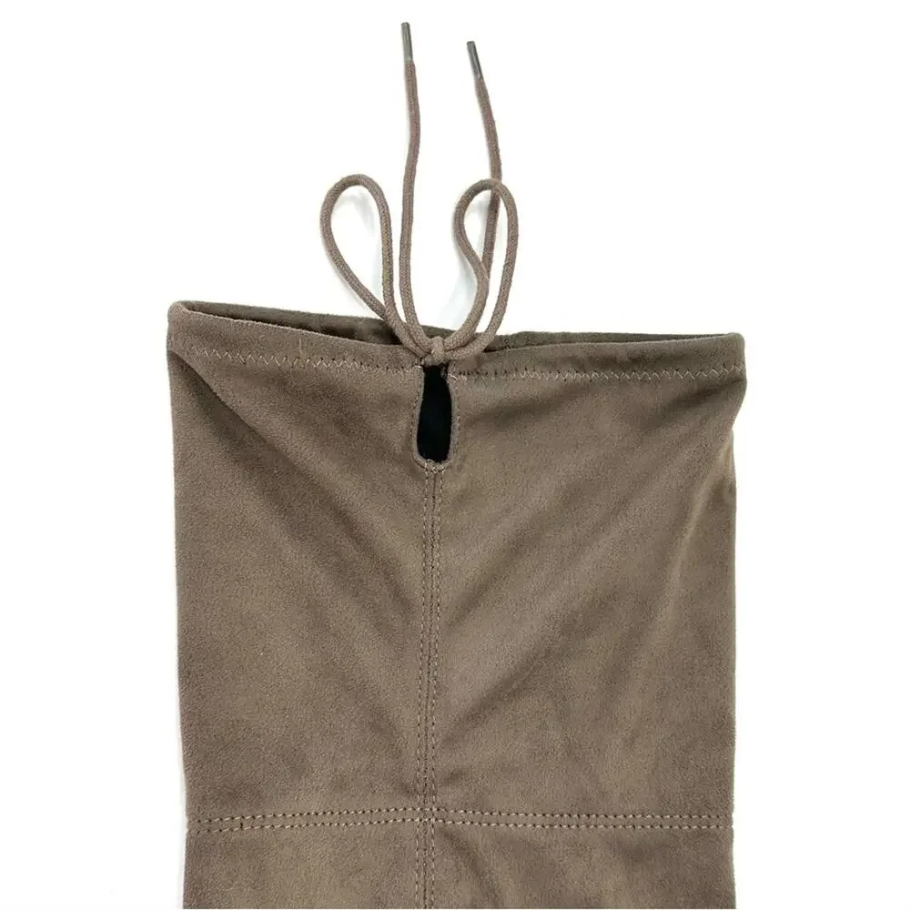 Heart In D Tan Thigh-High/Over-The-Knee Boot Size 8.5 Stretchy Block High Heel